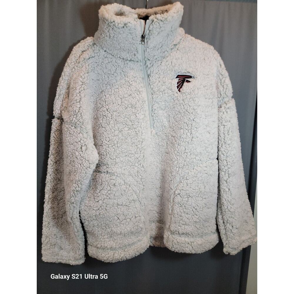 NFL Women's Size Large Atlanta Falcons Sherpa Quarter-Zip Pullover Jacket Nwt
